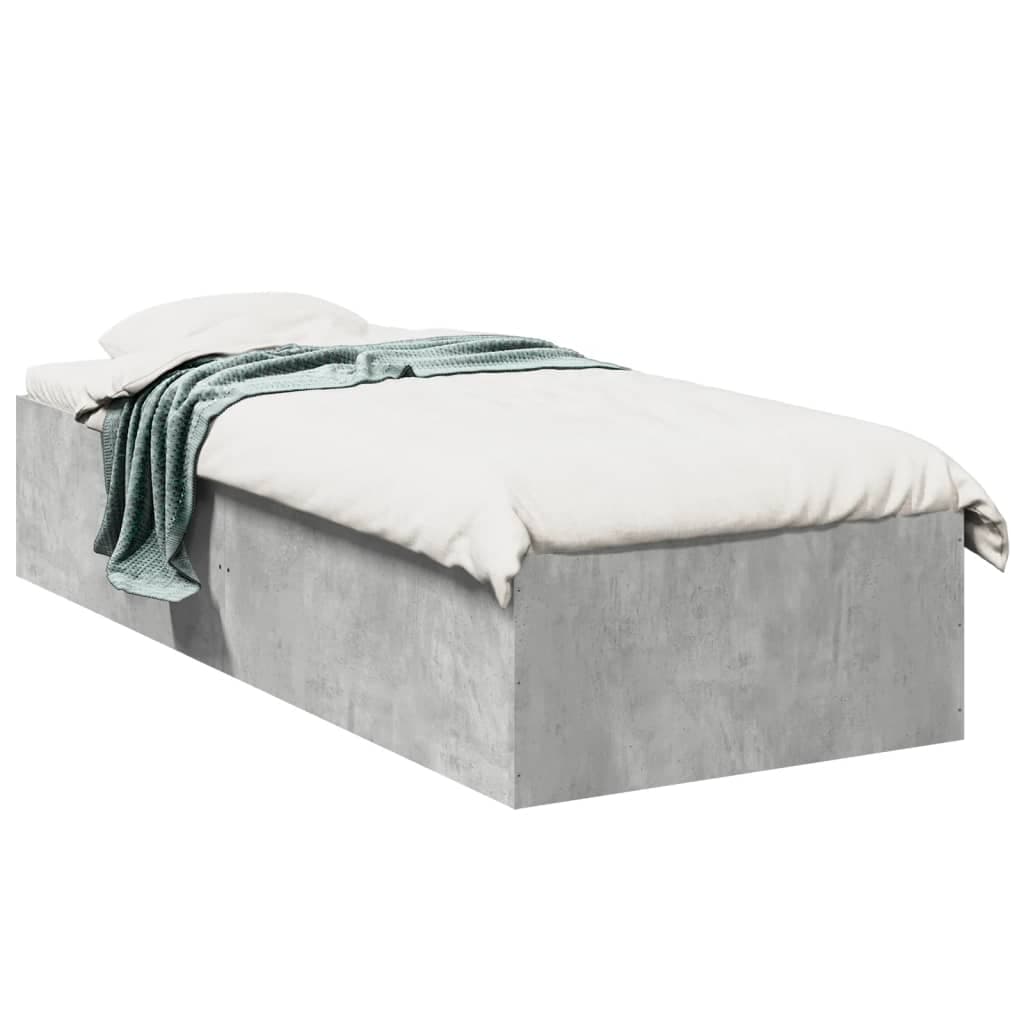 vidaXL Estrutura de Cama 75x190 cm Derivados de Madeira Cinza Cimento - 1111548577