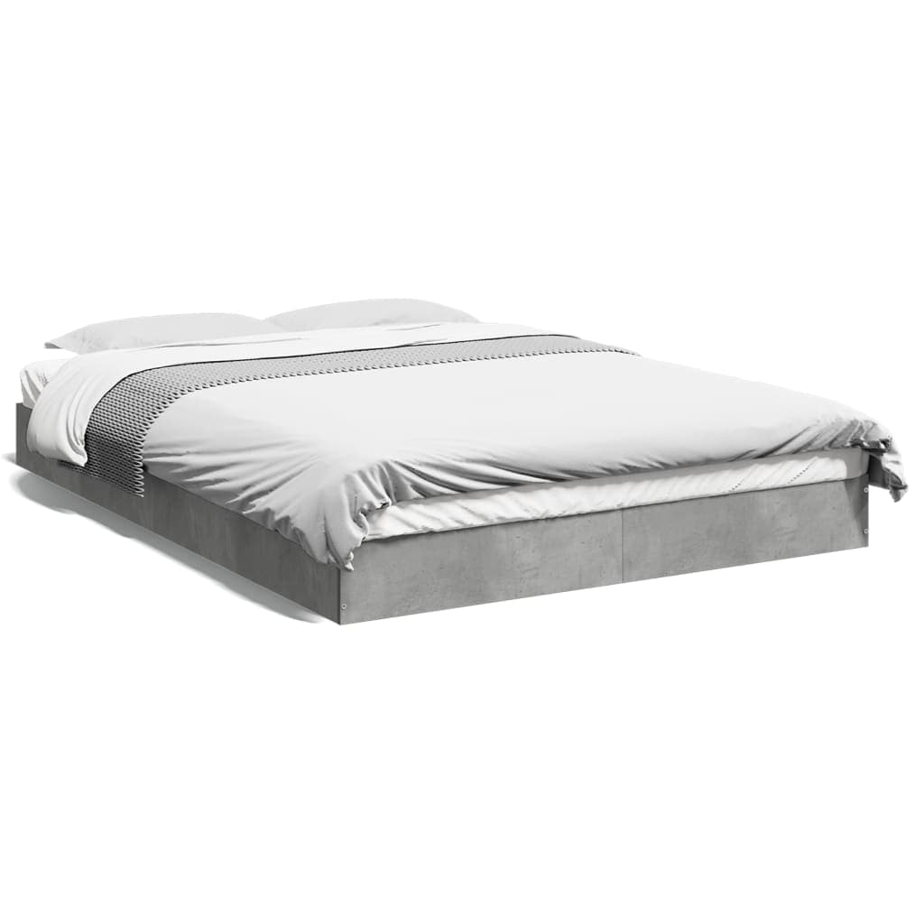 vidaXL Estrutura de Cama 140x200 cm Derivados de Madeira Cinza Cimento - 3682263799