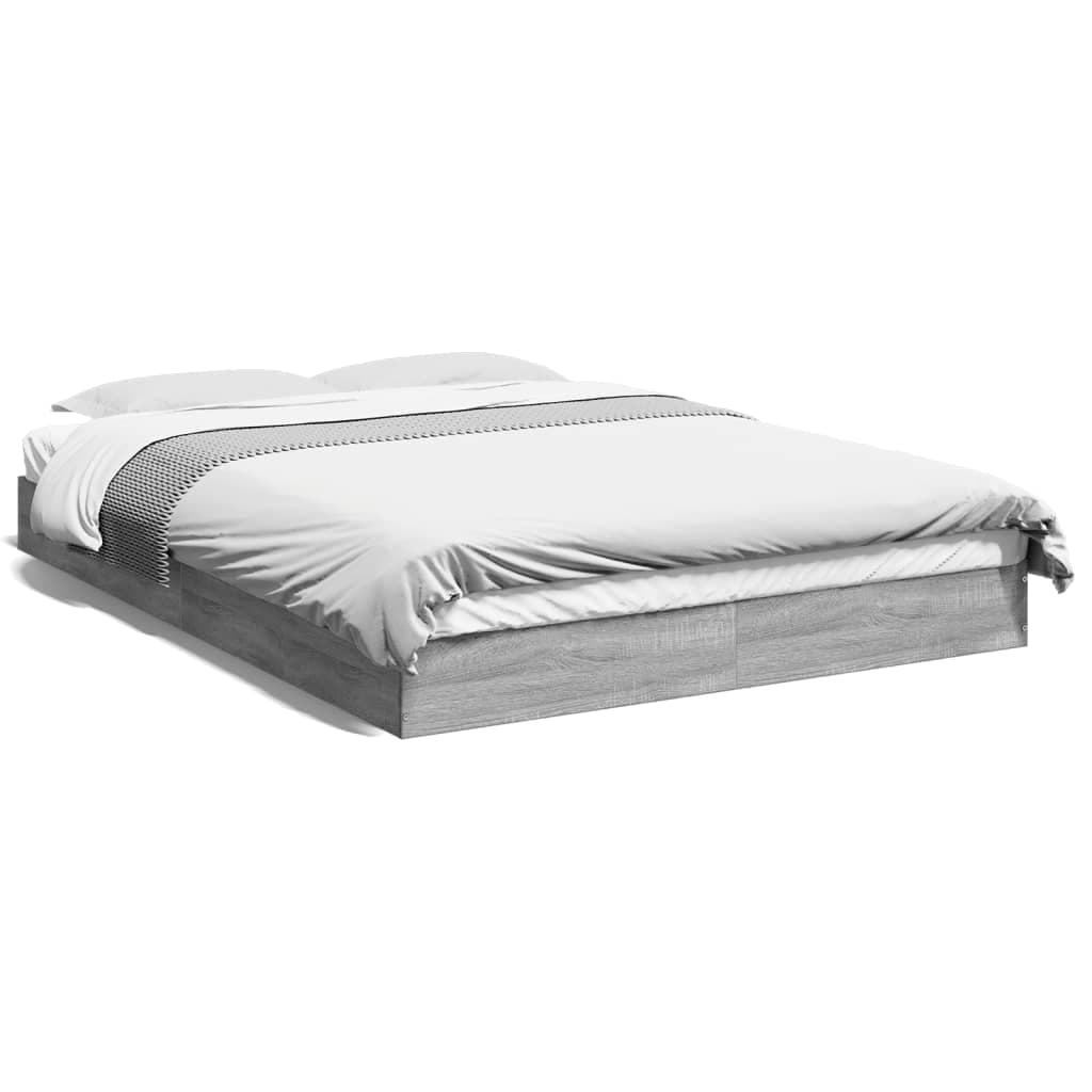 vidaXL Estrutura de Cama 140x200 cm Derivados de Madeira Cinza Sonoma - 896828379