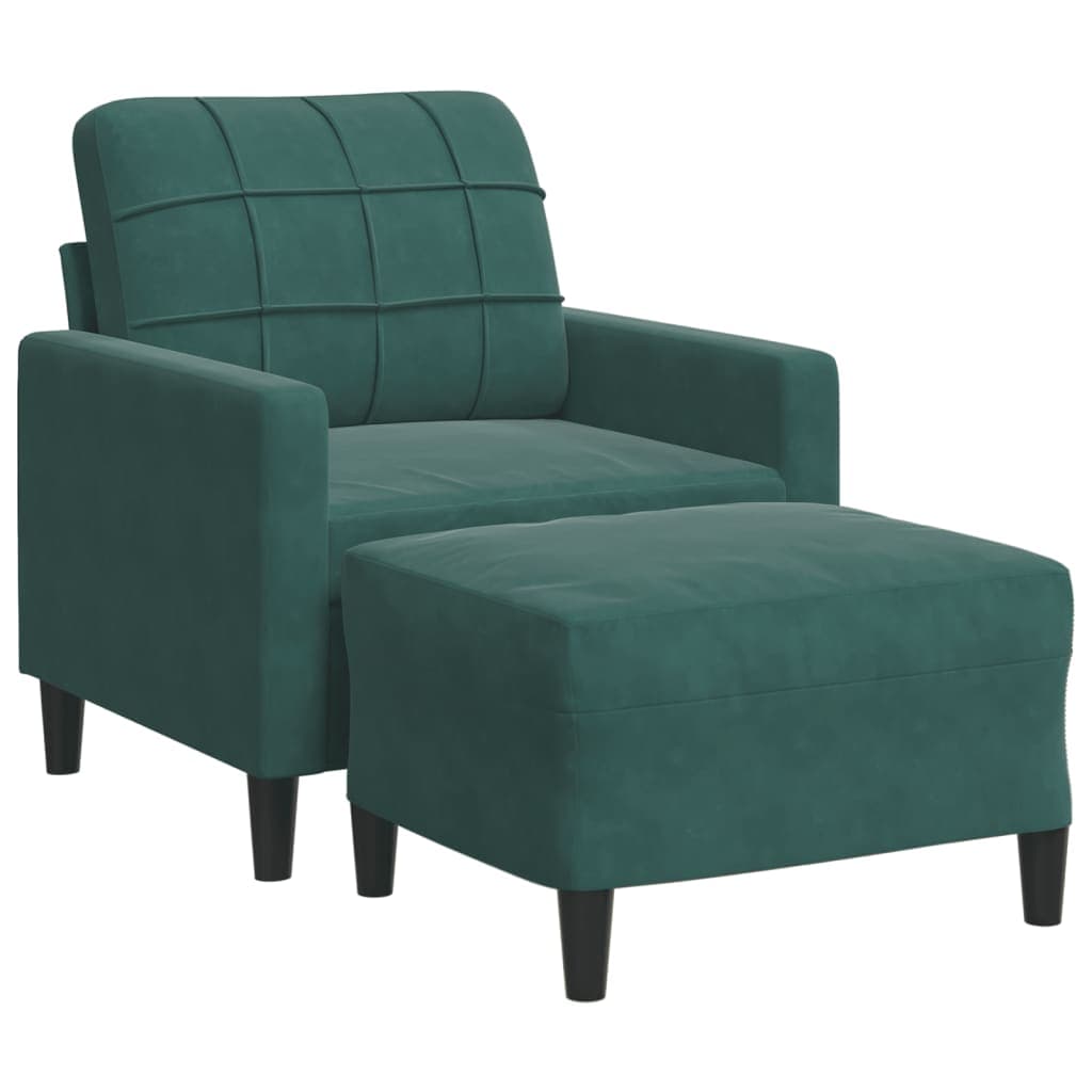 vidaXL Poltrona com apoio de pés 60 cm veludo verde-escuro
