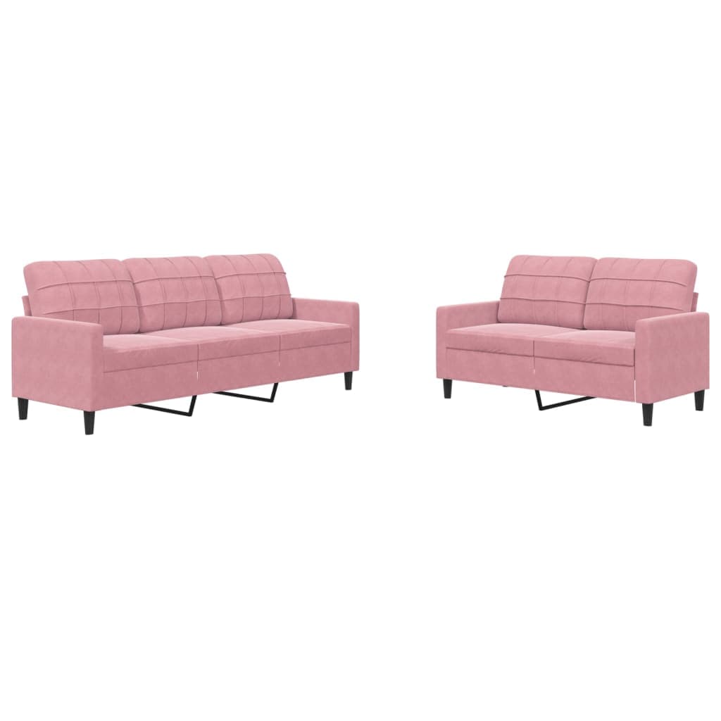 vidaXL 2 pcs conjunto de sofás com almofadões veludo rosa