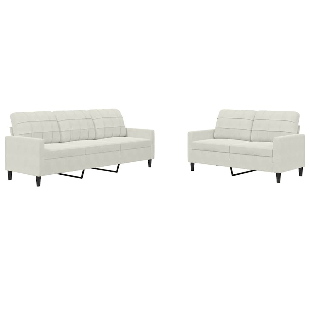 vidaXL 2 pcs conjunto de sofás com almofadões veludo cor creme