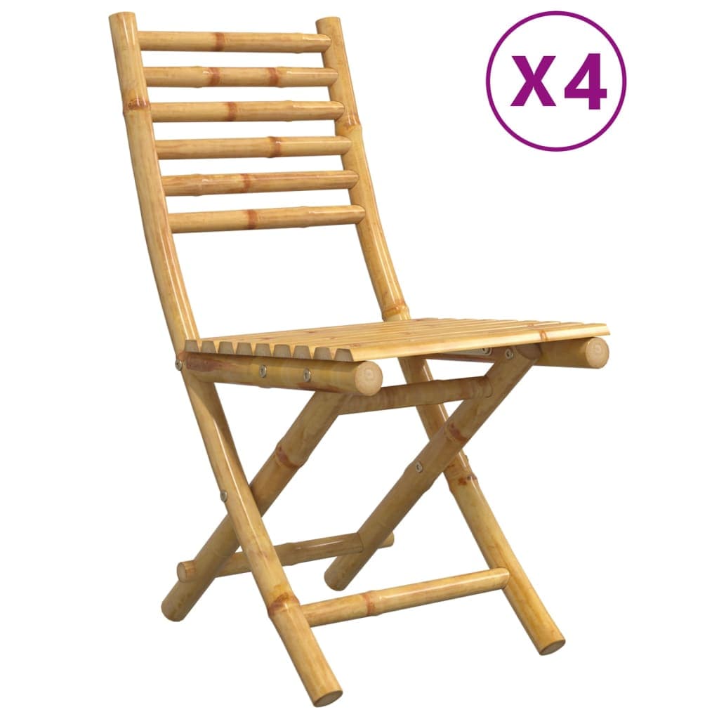 vidaXL Cadeiras de Jardim Dobráveis 4 43x54x88 cm Bambu - 3901728103