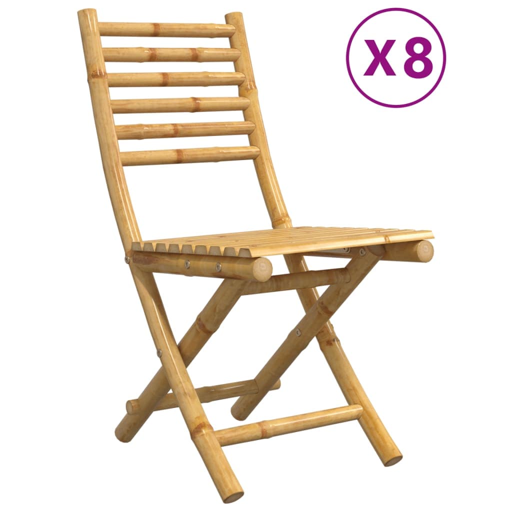 vidaXL Cadeiras de Jardim Dobráveis 8 Peças 43x54x88 cm Bambu - 255297632