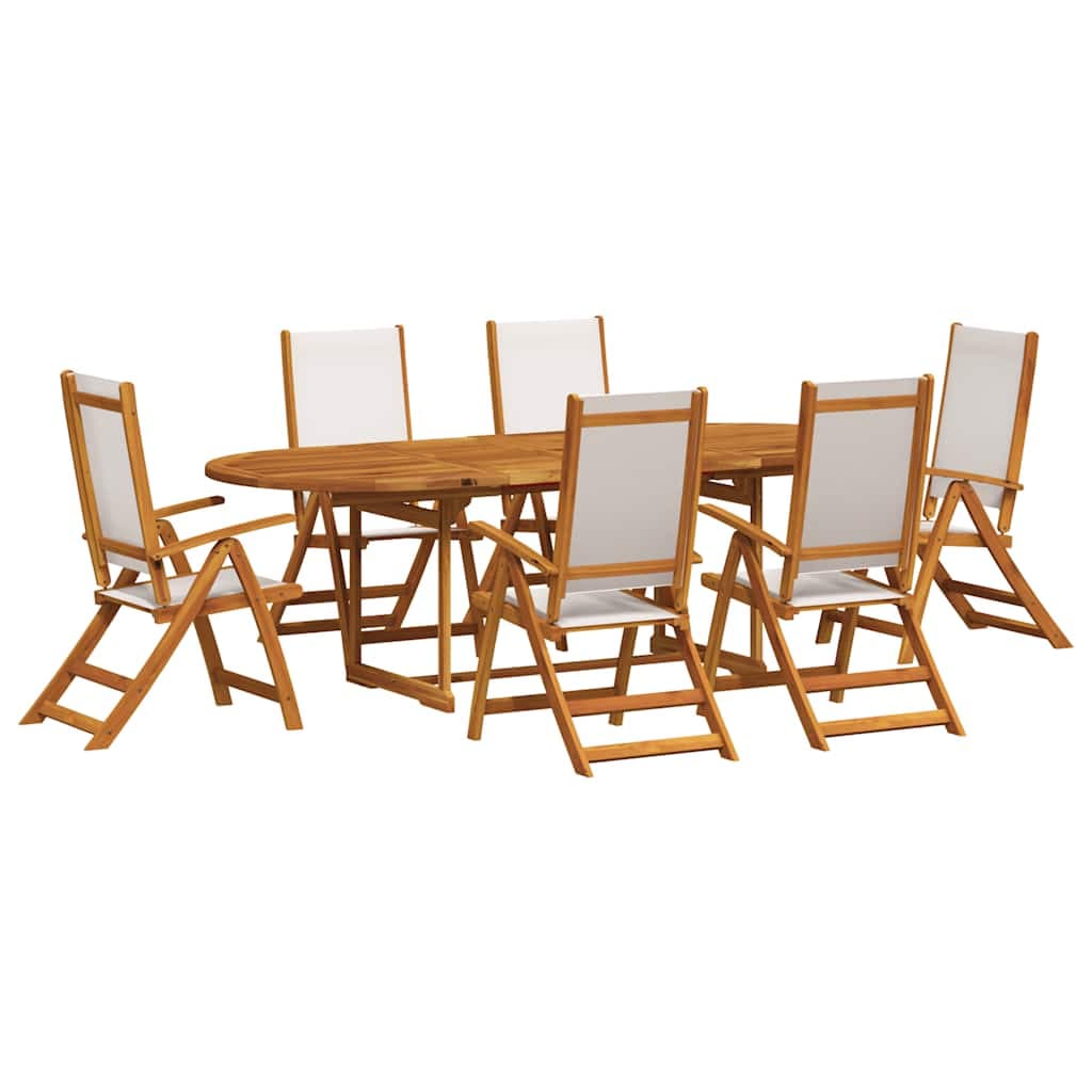 vidaXL 9 Peças Conjunto de Jantar para Jardim Acácia Maciça e Textilene - 1959197626