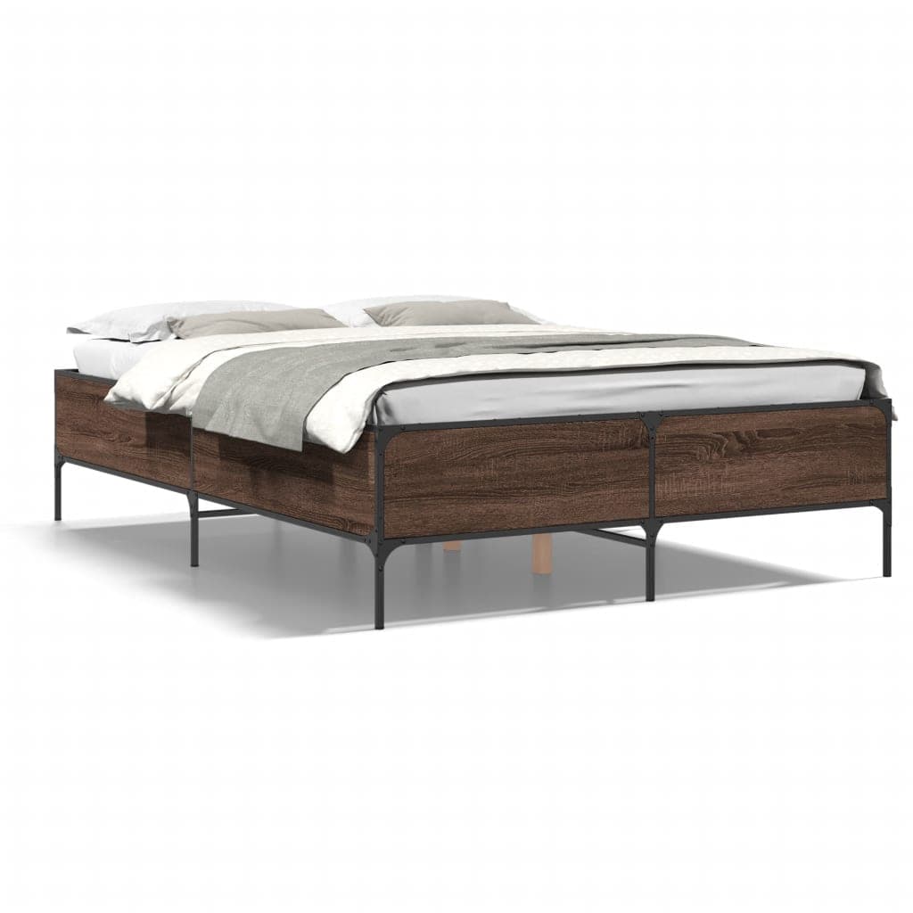 vidaXL Estrutura de Cama 140x190cm Derivados Madeira/metal - 2978542692