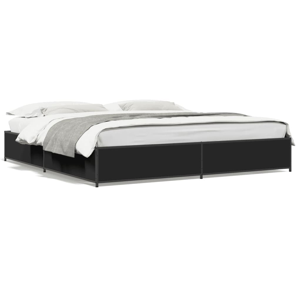 vidaXL Estrutura de Cama 160x200 cm Derivados de Madeira/metal Preto - 448251740