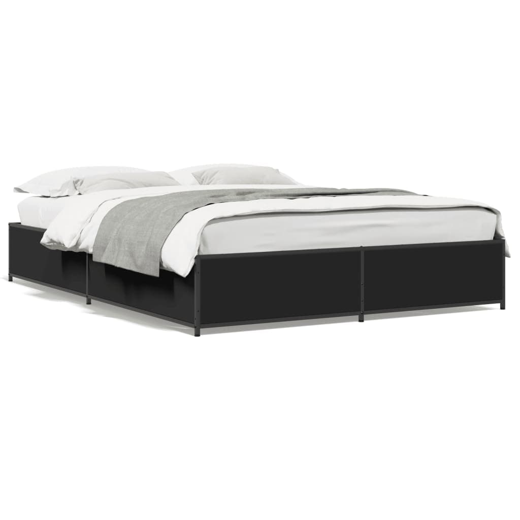 vidaXL Estrutura de Cama 140x200 cm Derivados de Madeira/metal Preto - 1442206107
