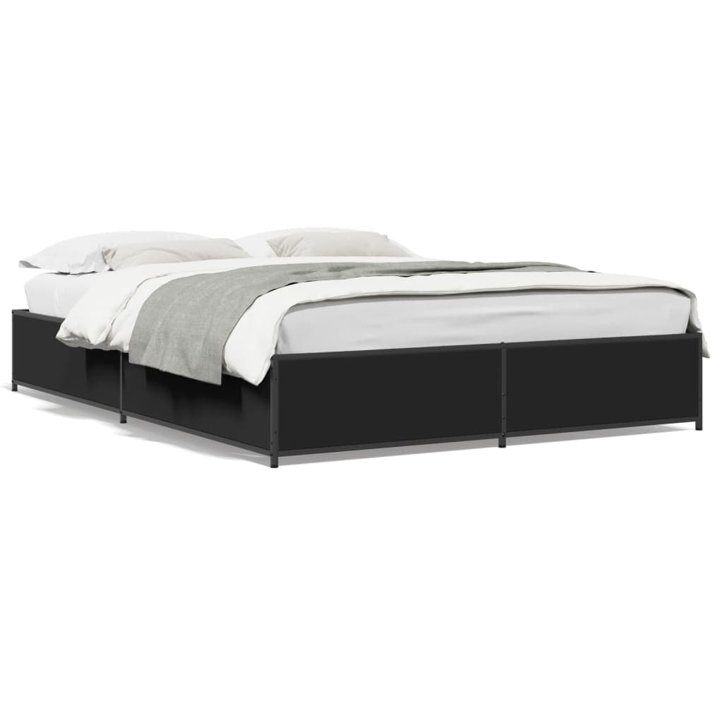 vidaXL Estrutura de Cama 140x190 cm Derivados de Madeira/metal Preto - 1290625242