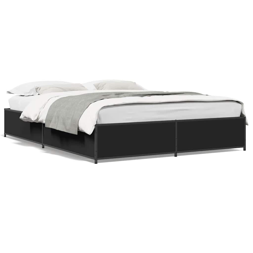 vidaXL Estrutura de Cama 120x190 cm Derivados de Madeira/metal Preto - 1740649241