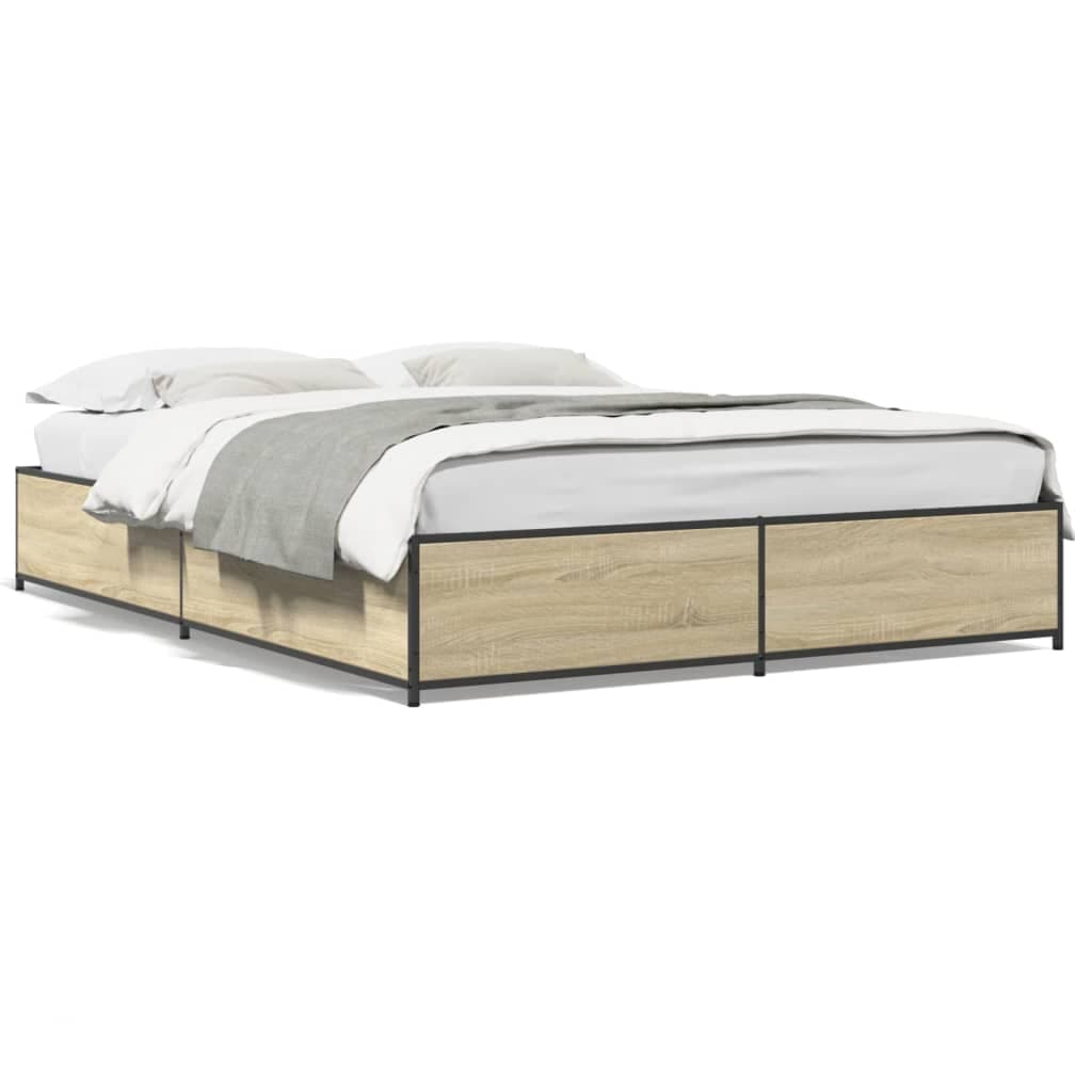 vidaXL Estrutura de cama 120x190 cm derivados madeira/metal