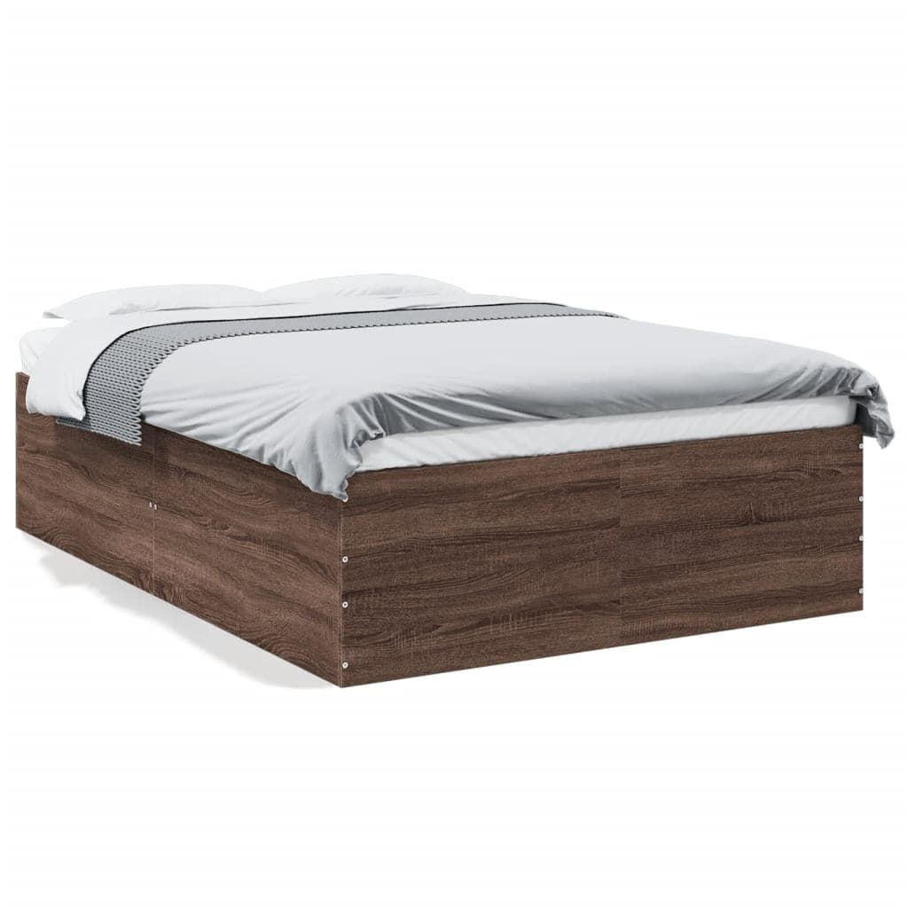 vidaXL Estrutura de Cama 135x190cm Derivados Madeira Carvalho Castanho - 1551479706
