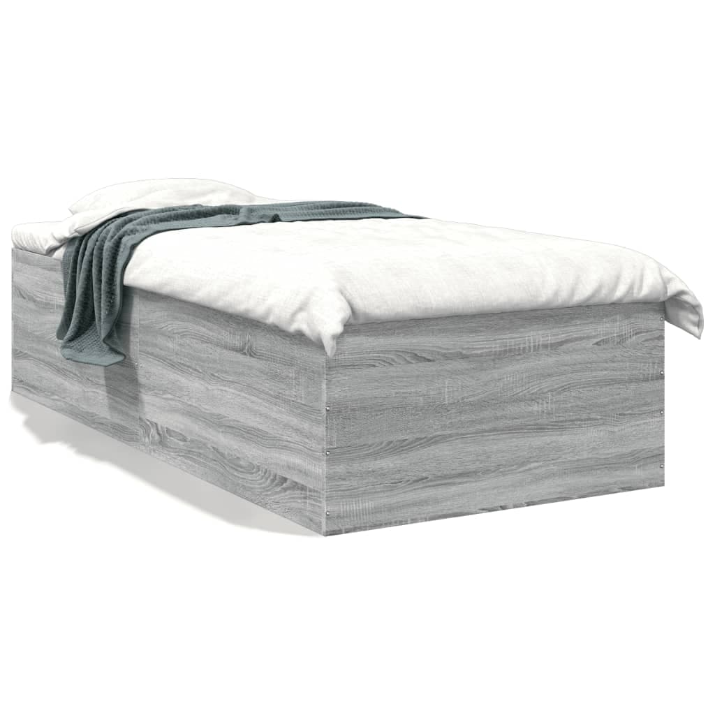 vidaXL Estrutura cama 100x200 cm derivados de madeira cinzento sonoma