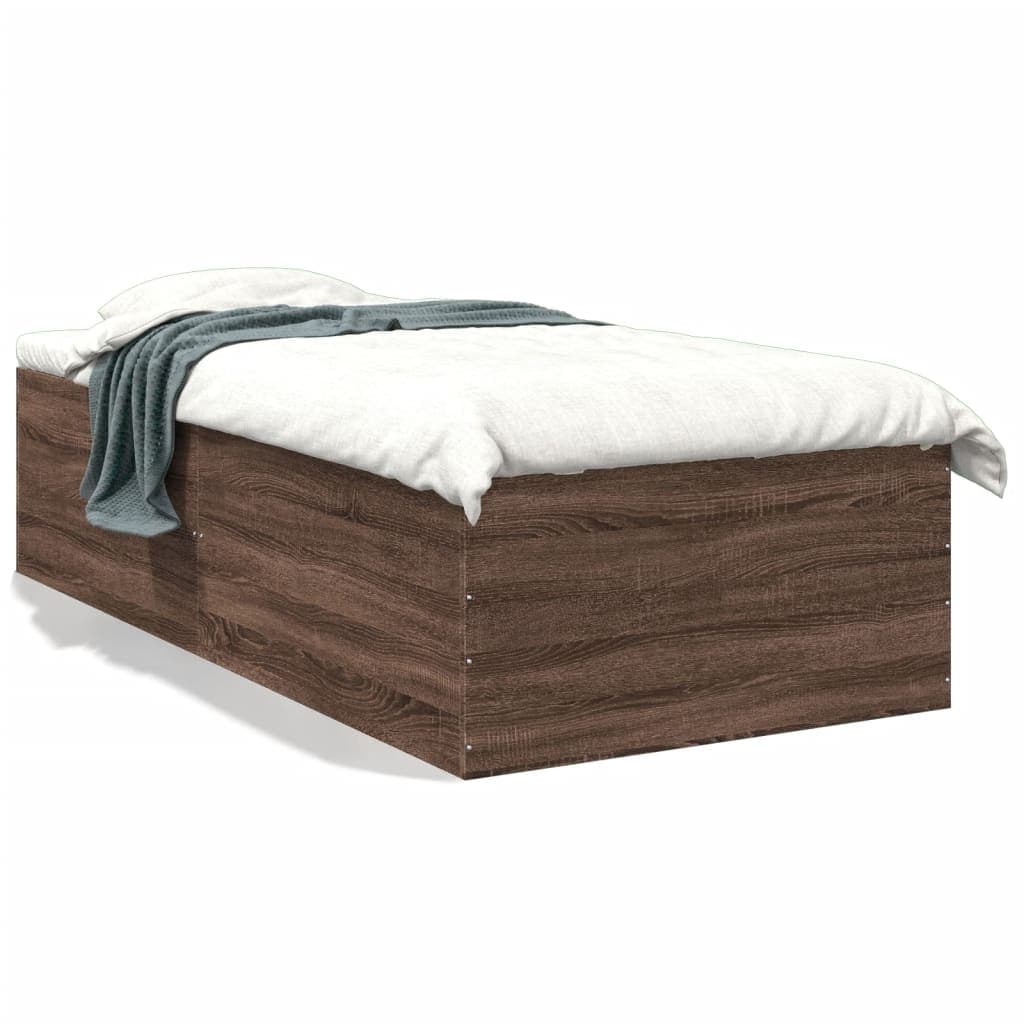 vidaXL Estrutura cama 100x200cm derivados de madeira carvalho castanho