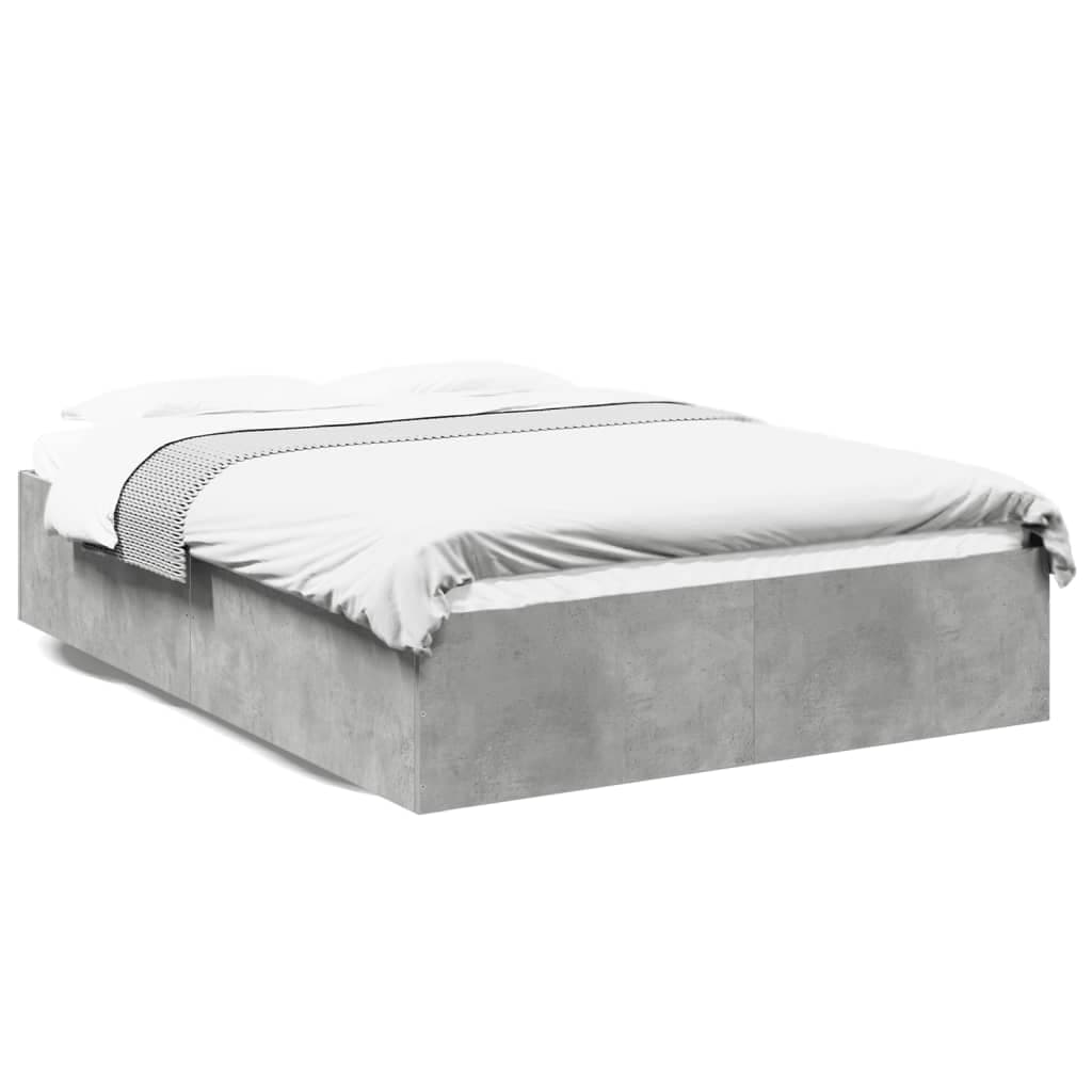 vidaXL Estrutura de Cama 135x190 cm Derivados de Madeira Cinza Cimento - 3012935876