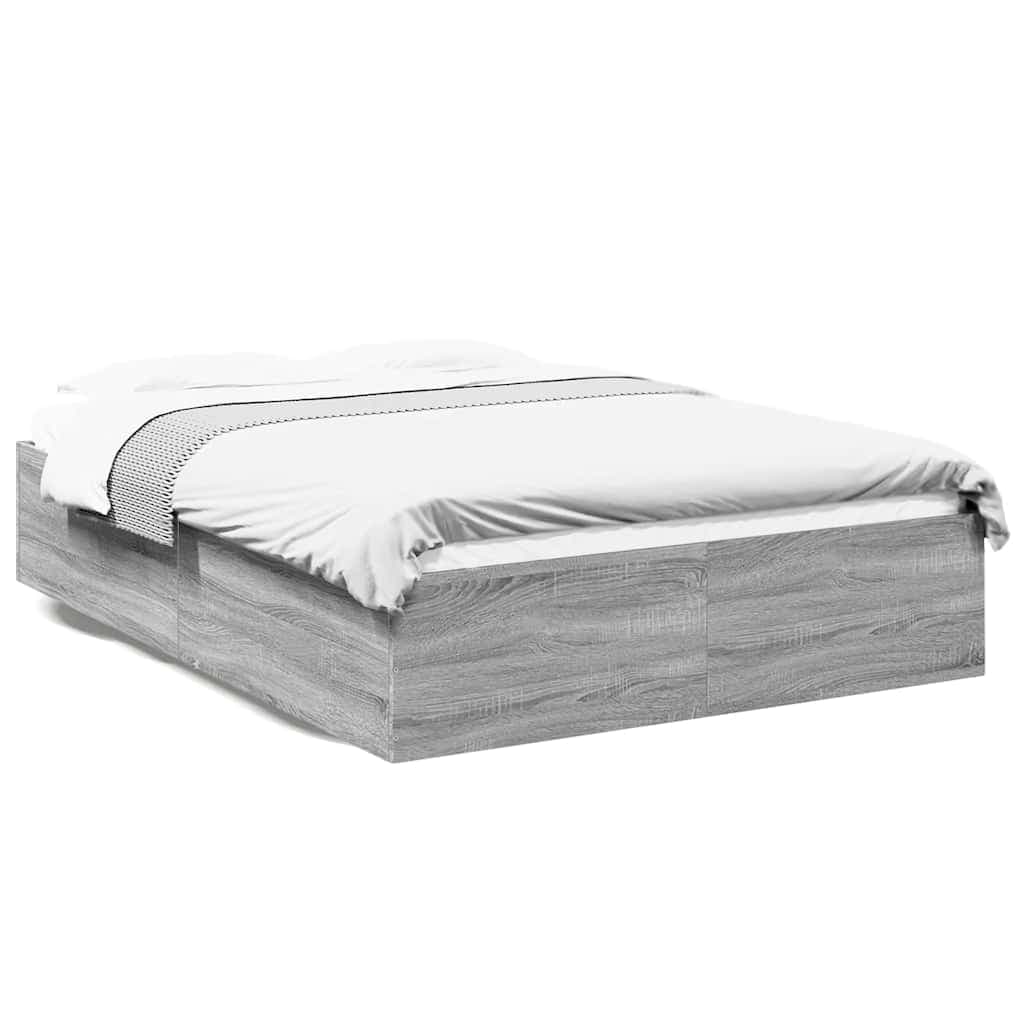 vidaXL Estrutura de Cama 135x190 cm Derivados de Madeira Cinza Sonoma - 4061126193