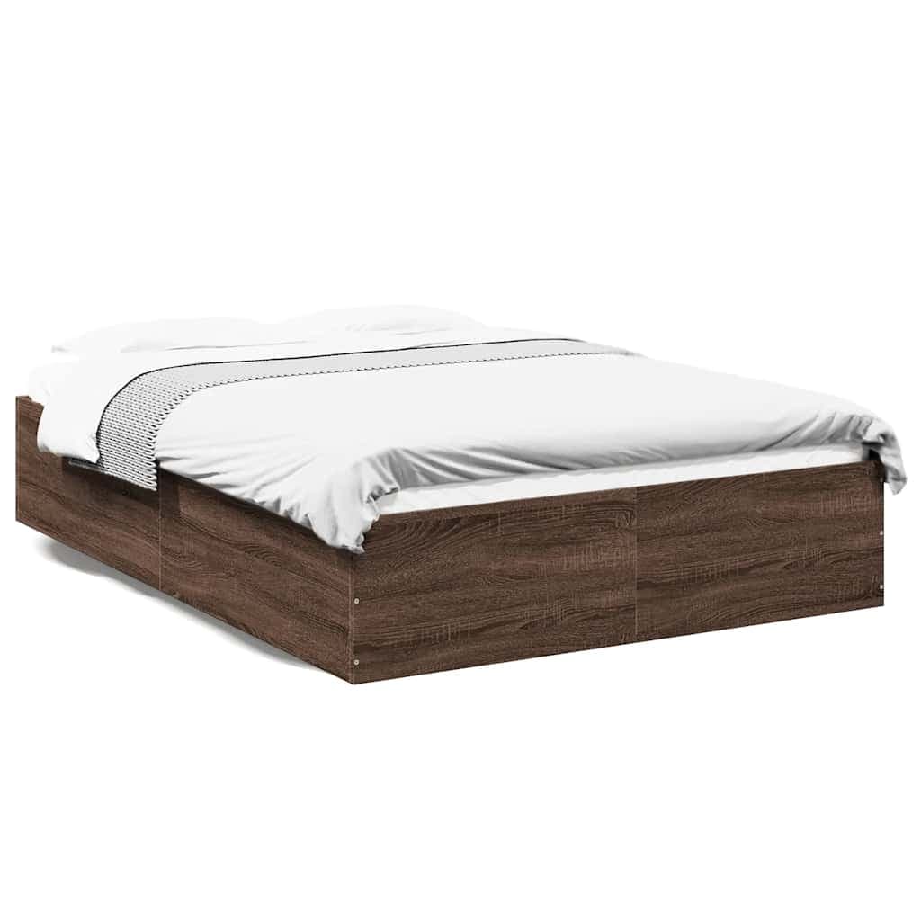 vidaXL Estrutura de Cama 135x190cm Derivados Madeira Carvalho Castanho - 2231955111