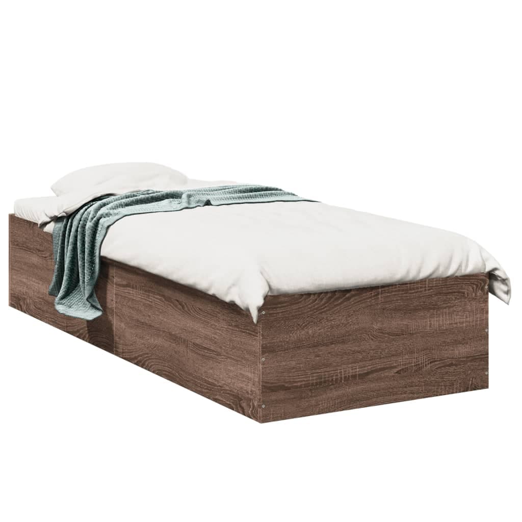 vidaXL Estrutura cama 100x200cm derivados de madeira carvalho castanho