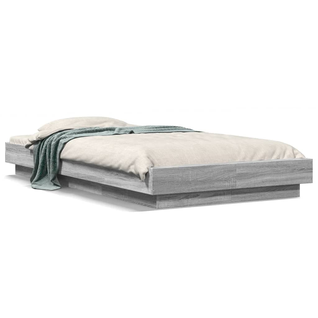 vidaXL Estrutura Cama com Luzes led Derivados Madeira Cinzento Sonoma - 2734348185