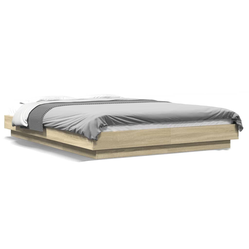 vidaXL Estrutura de Cama 140x200 cm Derivados Madeira Carvalho Sonoma - 828701405