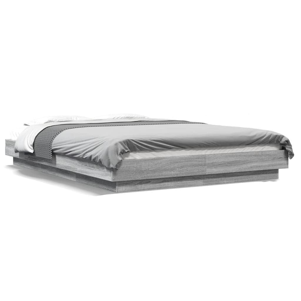 vidaXL Estrutura cama 140x190 cm derivados de madeira cinzento sonoma