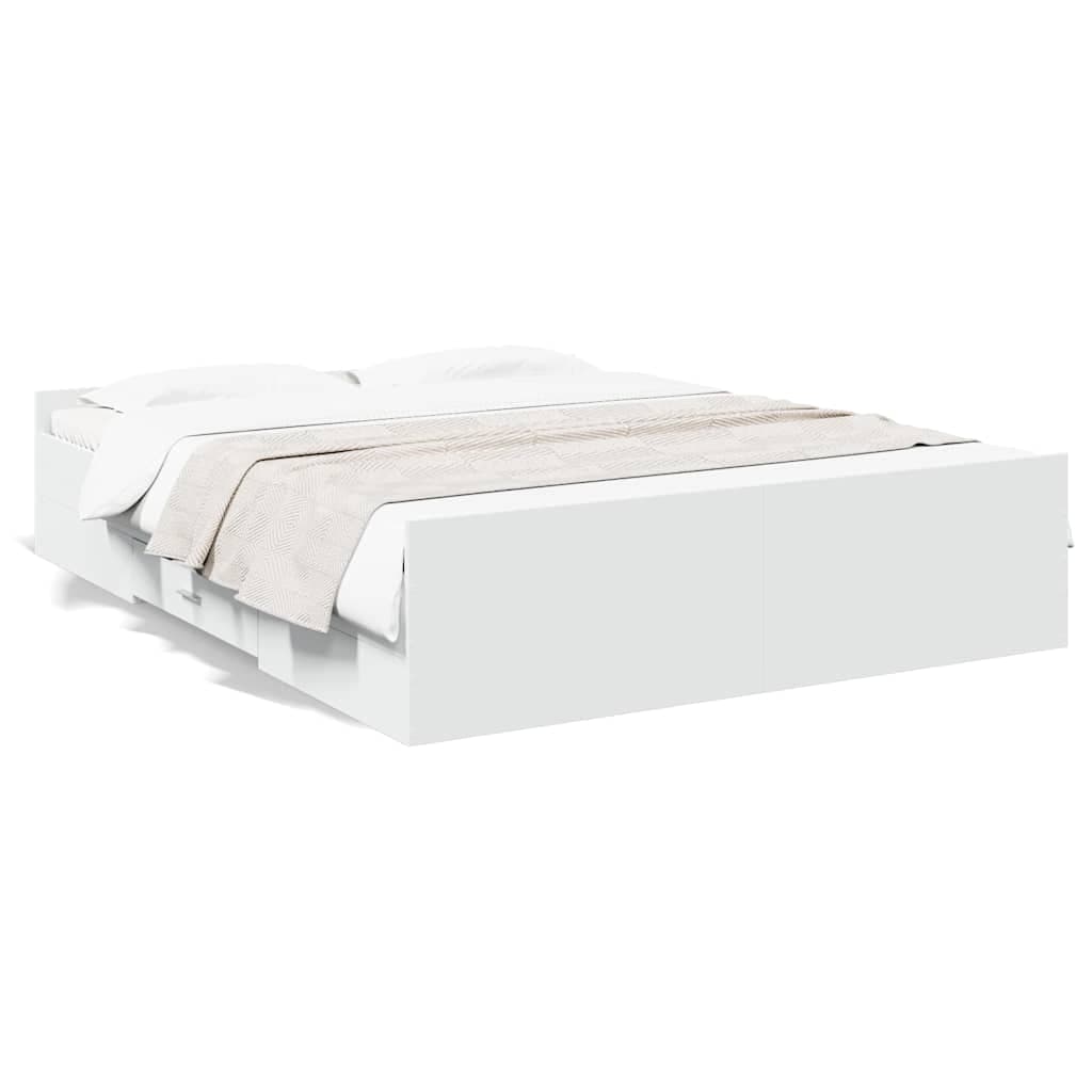 vidaXL Estrutura de cama c/ gavetas 160x200cm derivados madeira branco