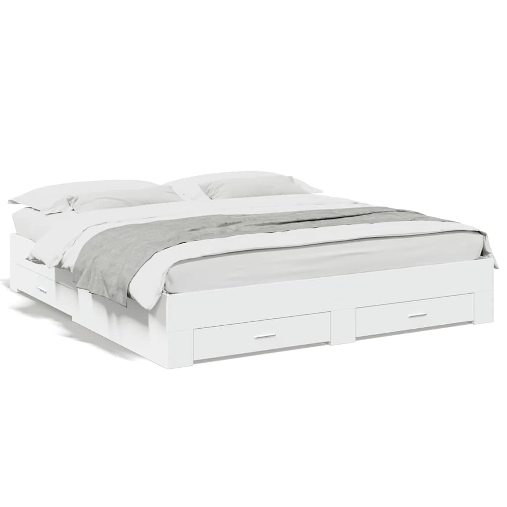 vidaXL Estrutura de cama c/ gavetas 180x200cm derivados madeira branco