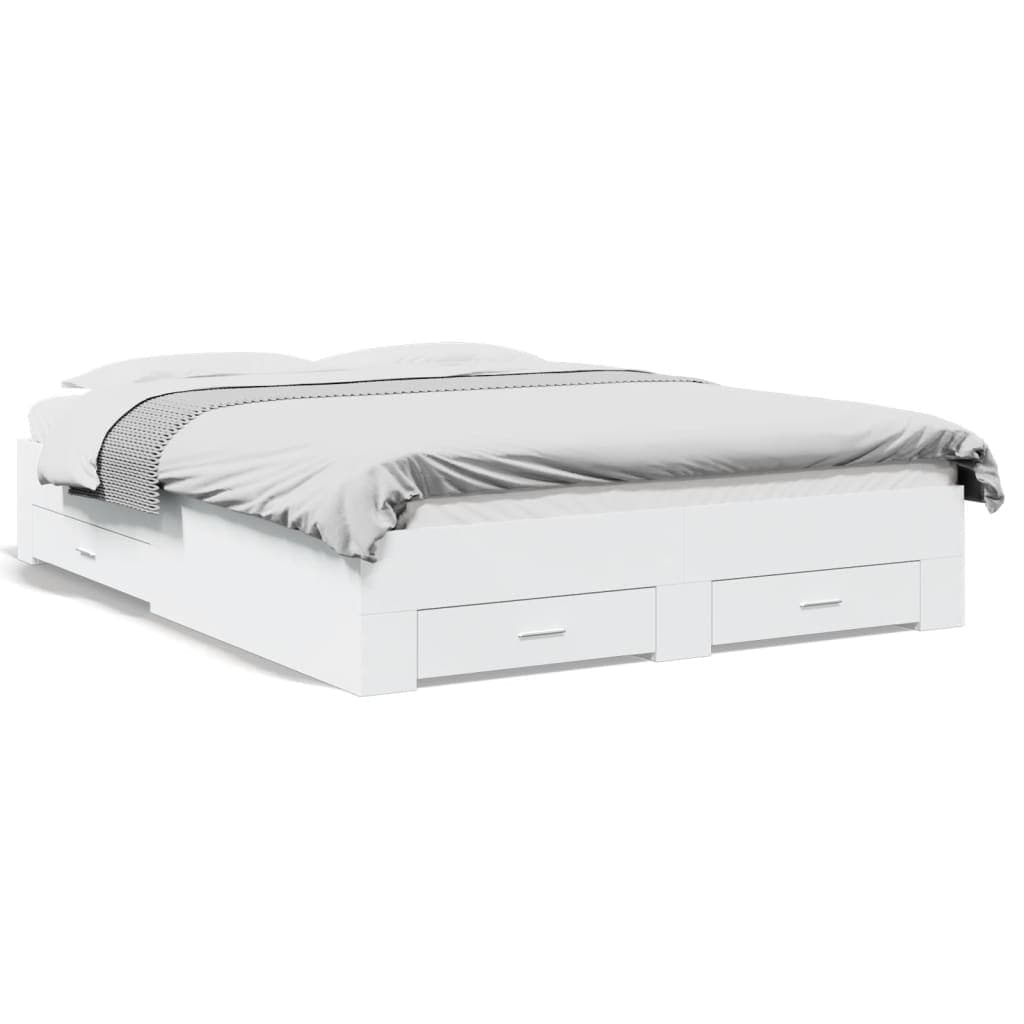 vidaXL Estrutura de cama c/ gavetas 160x200cm derivados madeira branco