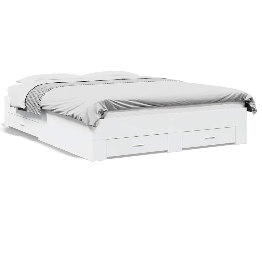 vidaXL Estrutura de Cama C/ Gavetas 150x200cm Derivados Madeira Branco - 4257005933
