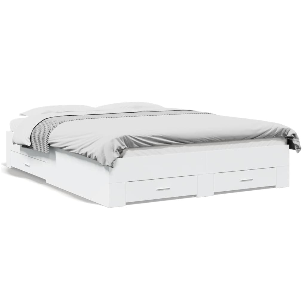 vidaXL Estrutura de cama c/ gavetas 140x200cm derivados madeira branco