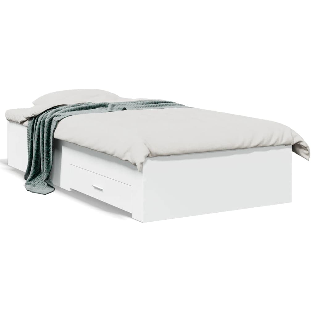vidaXL Estrutura de cama c/ gavetas 90x200 cm derivados madeira branco