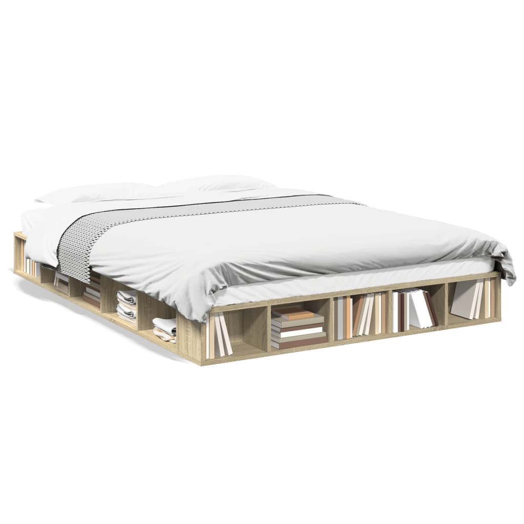 vidaXL Estrutura de Cama 140x200 cm Derivados Madeira Carvalho Sonoma - 4176730088