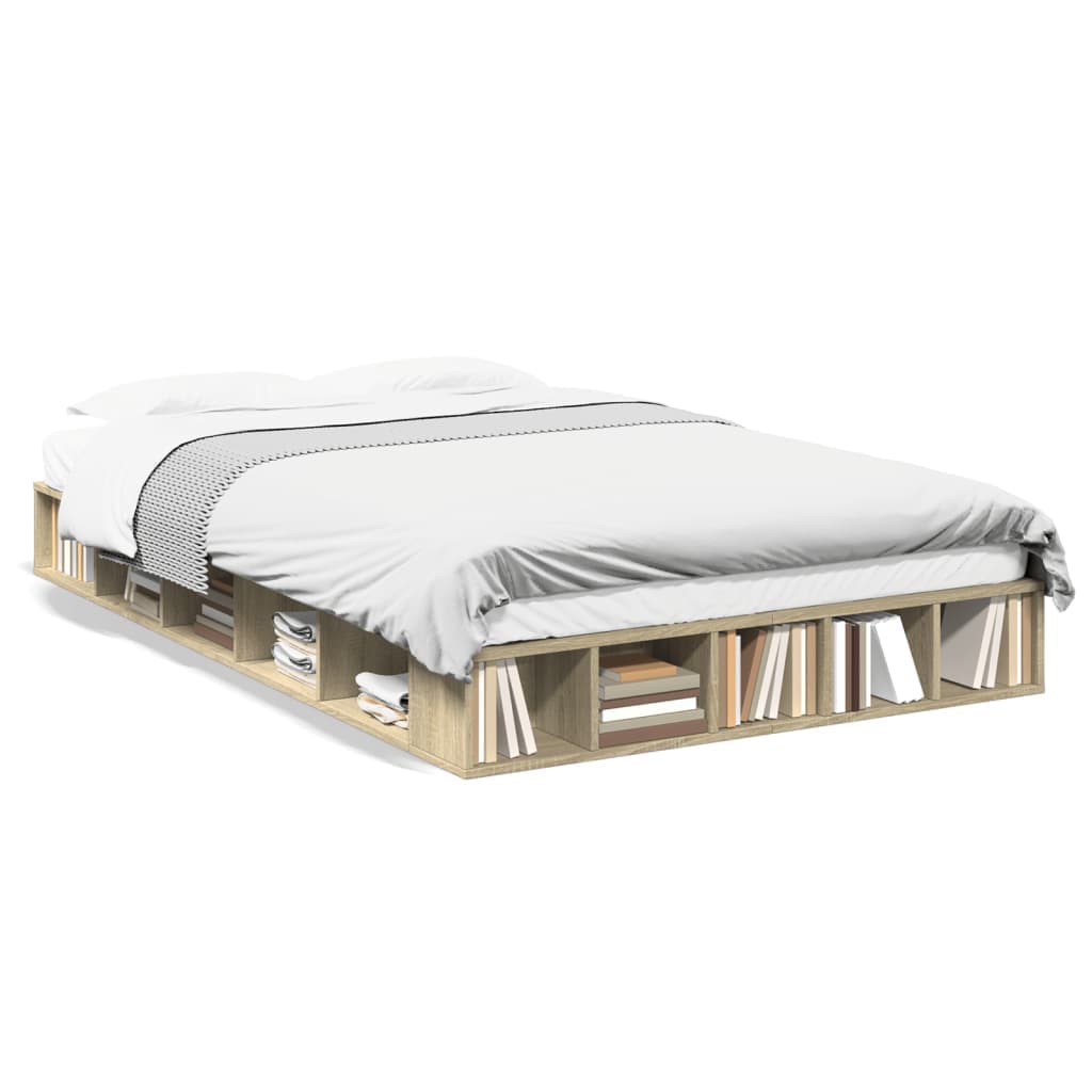 vidaXL Estrutura de Cama 120x200 cm Derivados Madeira Carvalho Sonoma - 3865221789