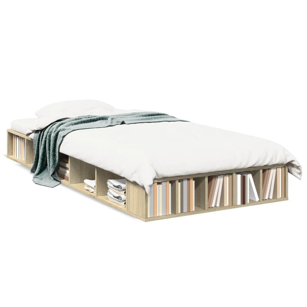 vidaXL Estrutura de Cama 90x190cm Derivados de Madeira Carvalho Sonoma - 4081154316