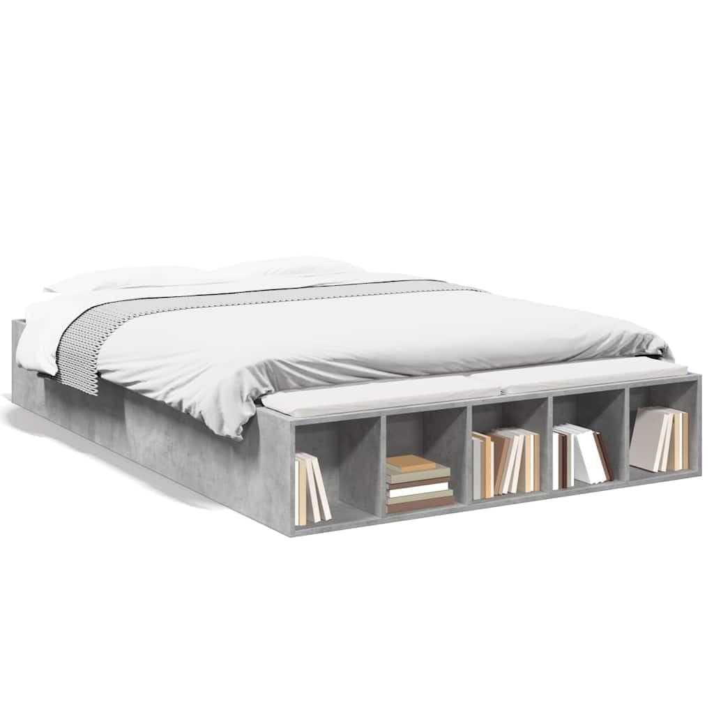 vidaXL Estrutura de Cama 140x190 cm Derivados de Madeira Cinza Cimento - 2042914057