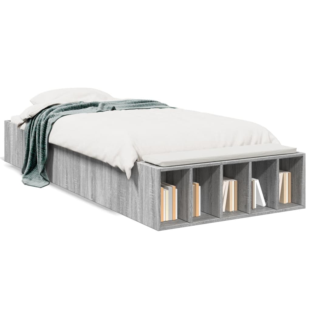 vidaXL Estrutura Cama 100x200 cm Derivados de Madeira Cinzento Sonoma - 3274810839