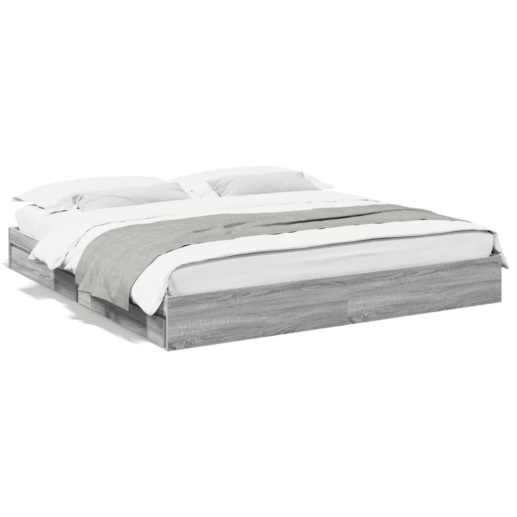 vidaXL Estrutura de Cama com Gavetas Derivados Madeira Cinza Sonoma - 101881656