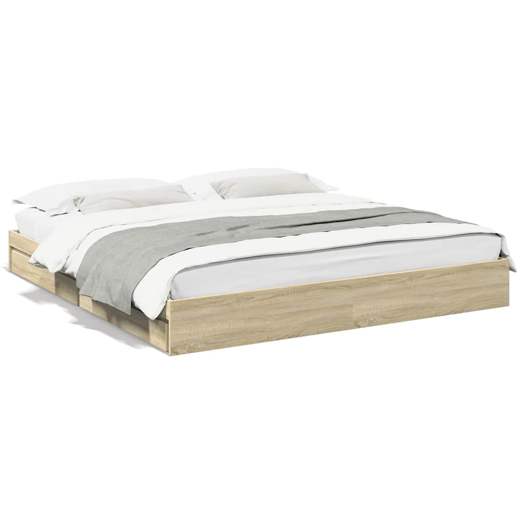 vidaXL Estrutura de cama c/ gavetas derivados madeira carvalho sonoma