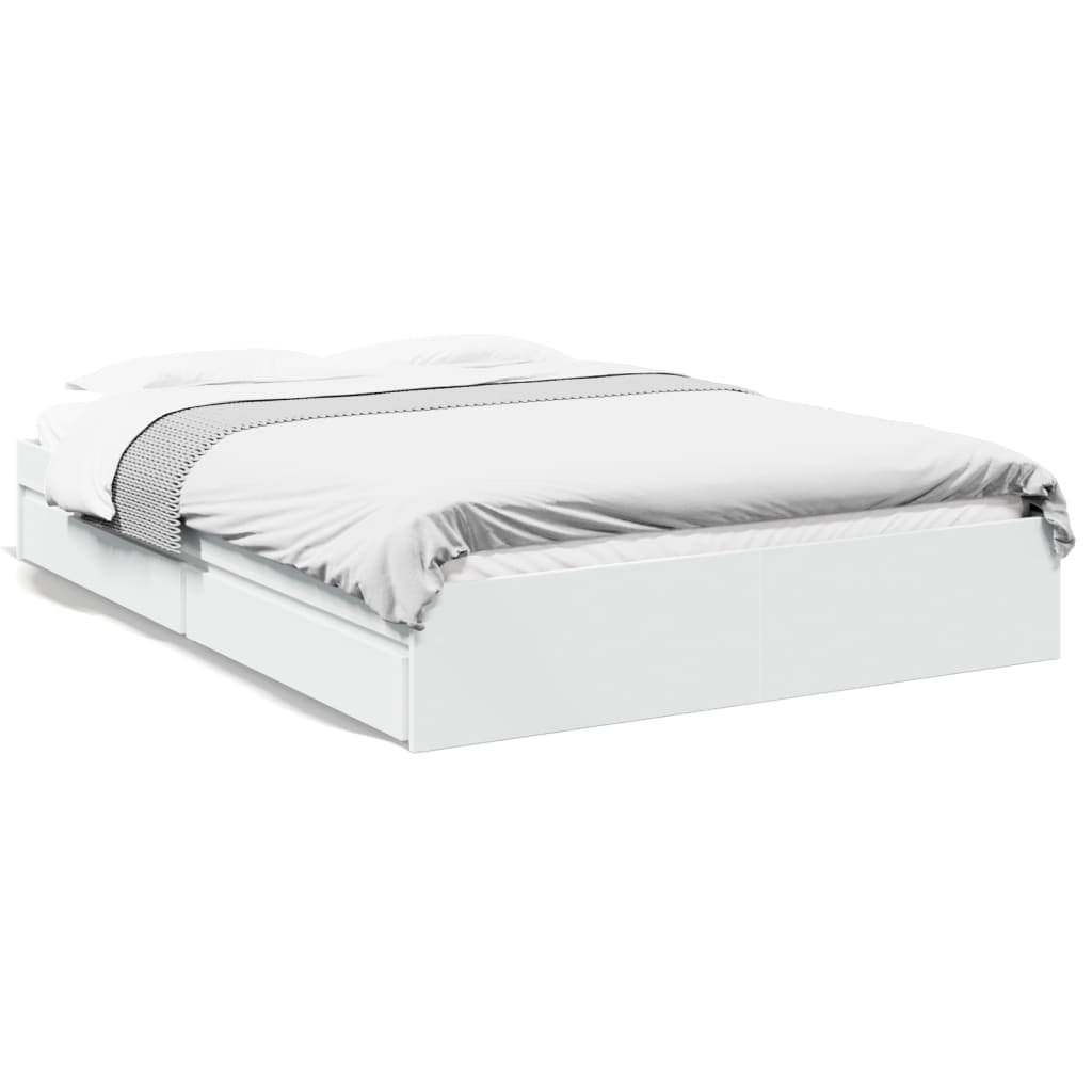 vidaXL Estrutura de cama c/ gavetas 160x200cm derivados madeira branco
