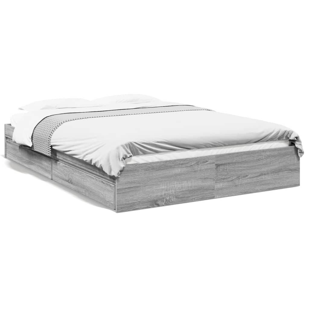 vidaXL Estrutura de Cama com Gavetas Derivados Madeira Cinza Sonoma - 1088769492