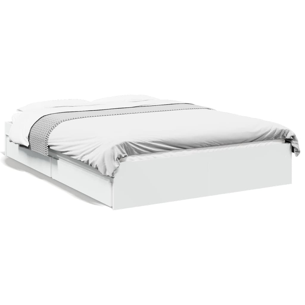 vidaXL Estrutura de Cama C/ Gavetas 140x200cm Derivados Madeira Branco - 3376505092