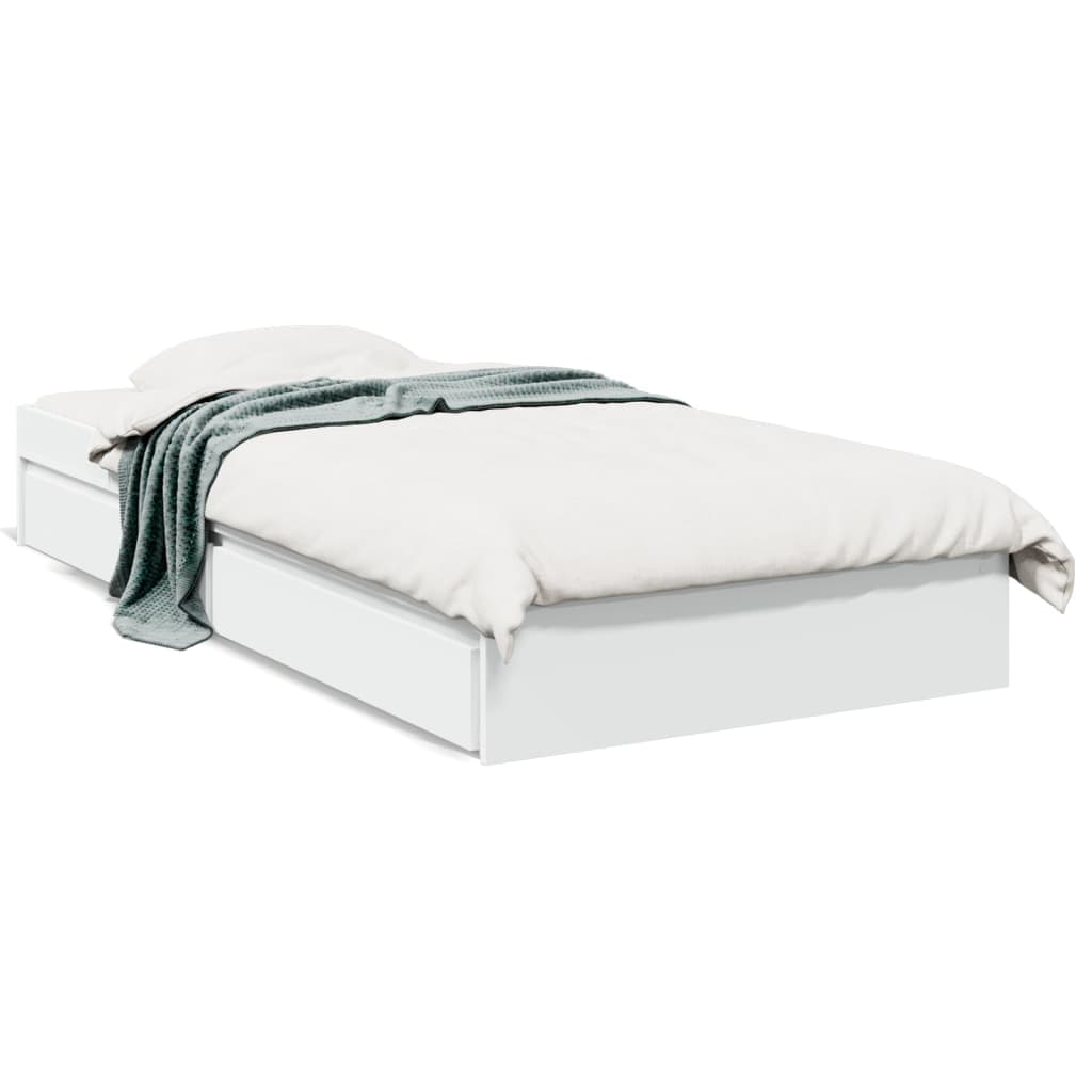 vidaXL Estrutura de cama c/ gavetas 90x200 cm derivados madeira branco
