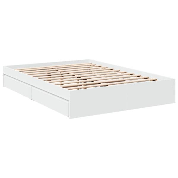 vidaXL Estrutura de Cama C/ Gavetas 140x190cm Derivados Madeira Branco - 2464251493