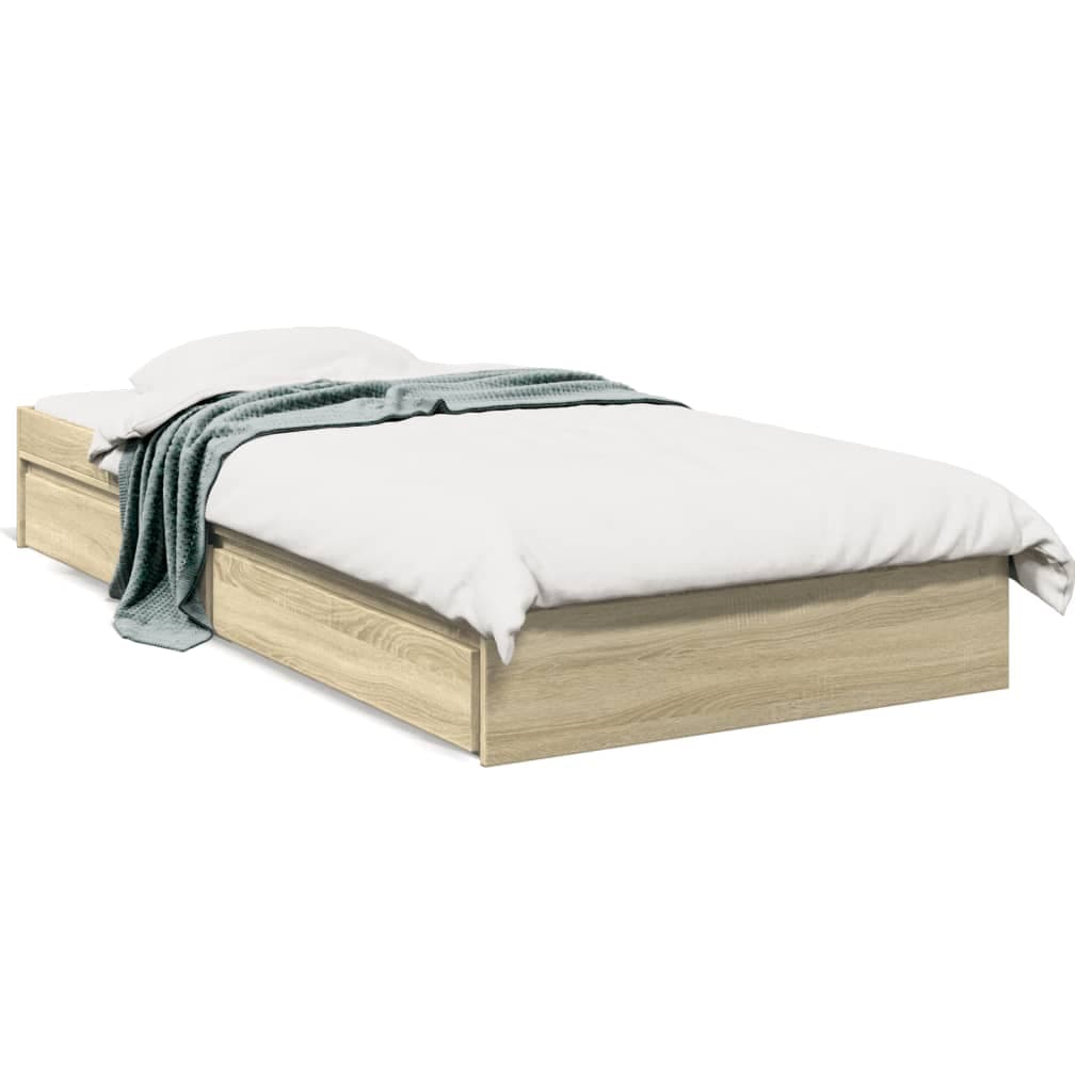 vidaXL Estrutura de Cama com Gavetas Derivados Madeira Carvalho Sonoma - 625730279