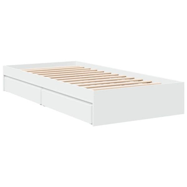 vidaXL Estrutura Cama com Gavetas 75x190 cm Derivados de Madeira Branco - 2877426222
