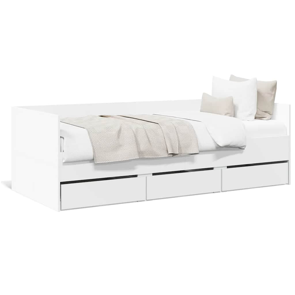 vidaXL Sofá-cama com gavetas sem colchão 90x200 cm branco