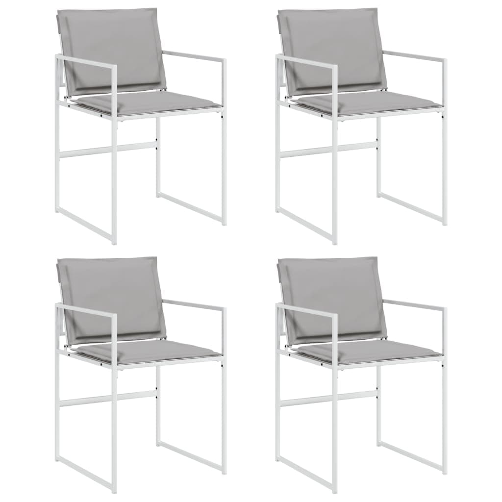 vidaXL Cadeiras de jardim c/ almofadões 4 pcs aço e textilene branco