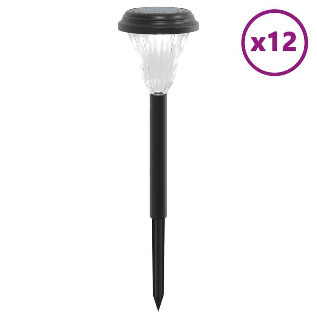 vidaXL Luzes solares para caminhos com espigões 12 pcs branco