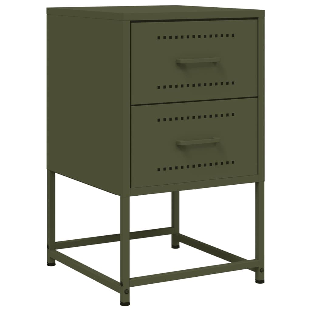 vidaXL Mesa de cabeceira 36x39x60,5 cm aço verde azeitona