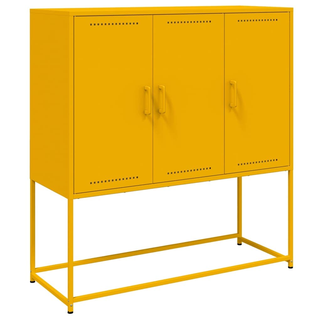 vidaXL Aparador alto 100,5x39x107 cm aço amarelo mostarda